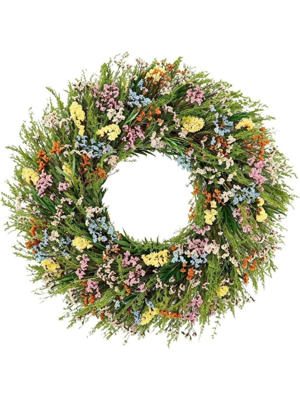 26" Handmade Preserved Flower Wreath - Boho Rustic Decor, Dried Blooms for All
